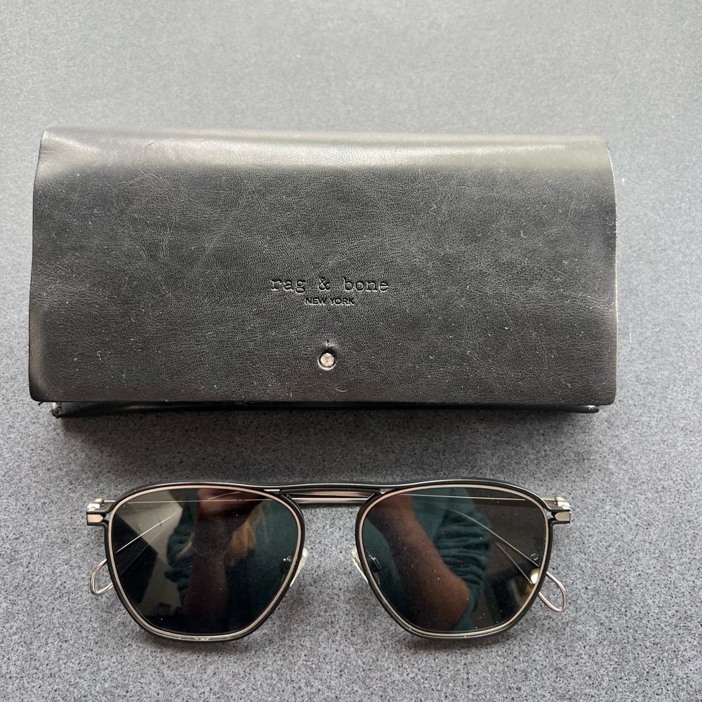 Rag & Bone Black Aviator Sunglasses with Case